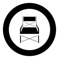cadeira dobrável ícone preto na ilustração vetorial de círculo vetor