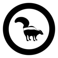 ícone de gambá preto em círculo vetor