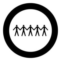 ícone de conceito de trabalho em equipe cor preta em círculo vetor