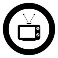 antigo ícone de tv preto cor em círculo vetor