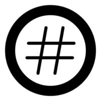 hashtag ícone cor preta em círculo vetor