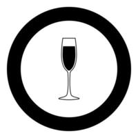 taça de champanhe ícone cor preta em círculo vetor