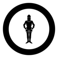 ícone de armadura preta em ilustração vetorial de círculo isolado. vetor