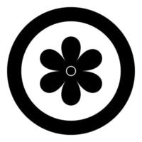cor de ícone de flor preta em círculo vetor