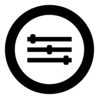 ícone do painel de controle cor preta em círculo vetor