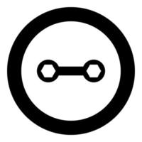 ícone preto de chave inglesa em círculo vetor