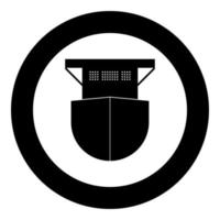 cor preta do ícone do navio de carga no círculo vetor