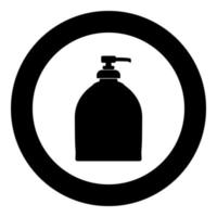 garrafa de sabonete líquido ícone de cor preta em círculo vetor