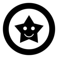 ícone de estrela negra sorridente em ilustração vetorial de círculo isolado. vetor