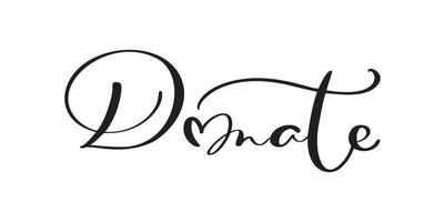 doe design de citação de vetor de caligrafia para evento de caridade ou banner de projeto. letra o em forma de coração. ajuda para a ucrânia. pare a Guerra