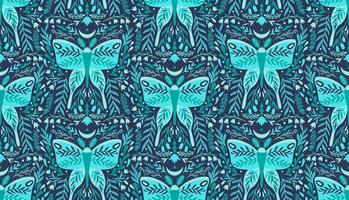 padrão sem emenda mariposa inseto espelho composition.ornamental ramo folha natureza. vetor