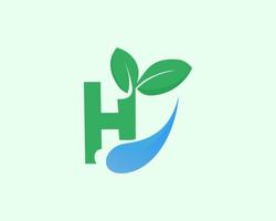 logotipo natural h forma e água vetor