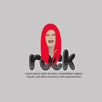 ilustração em vetor de símbolo de homem rockstar. o vocalista com longos cabelos ruivos.