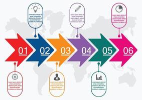 modelo de infográficos de linha do tempo com setas, fluxograma, fluxo de trabalho ou infográficos de processo, ilustração vetorial eps10 vetor