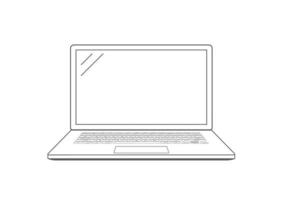 laptop de desenho de contorno. elegante design de estilo de linha fina. ilustração vetorial. vetor