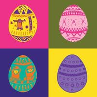conjunto de ilustração de ovos de páscoa vetor