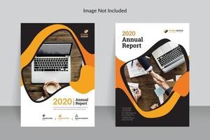 relatório anual de negócios modelo design cor laranja vetor