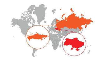 mapa da ucrânia e da rússia. mapa do mundo isolado. isolado no fundo branco. ilustração vetorial. vetor