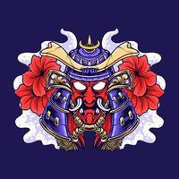 ilustração em vetor samurai de oni vermelho japonês