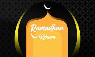 fundo de vetor ramadan kareem com cúpula de mesquita e padrão islâmico laranja