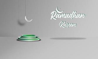 3d fundo islâmico cor cinza pódio ornamento islâmico, ramadhan kareem, desenho vetorial eps 10 vetor