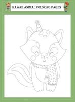 desenhos de animais kawaii para colorir vetor