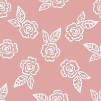 doodle bonito dos desenhos animados rosa padrão sem emenda. fundo de elemento floral. vetor