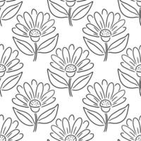 flores desleixadas de bolinhas bonitos dos desenhos animados no padrão sem emenda de estilo doodle. fundo floral estilo infantil. vetor