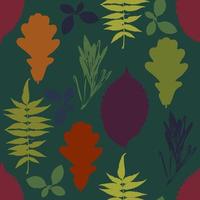 padrão floral sem costura com folhas de árvore de outono grunge no fundo. papel de embrulho floral realista. vetor