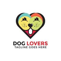 cão amor coração animal logotipo ilustração vetorial. inspiração criativa e colorida de logotipo de cachorro vetor