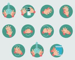 ilustração em vetor de desenhos animados de etapas de lavagem das mãos