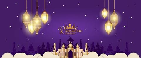 vetor ouro ramadan kareem para desejar o festival islâmico.