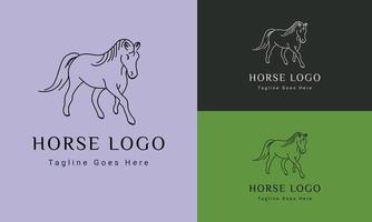 estilo linear do ícone do logotipo do cavalo. modelos de design de logotipo vetorial vetor