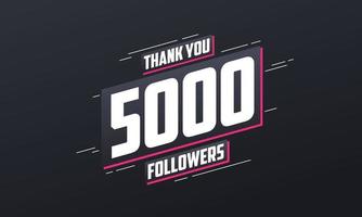 obrigado 5000 seguidores, modelo de cartão para redes sociais. vetor