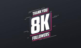 obrigado 8k seguidores, modelo de cartão para redes sociais. vetor