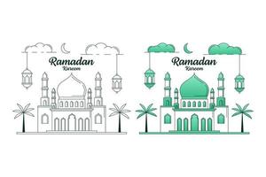 ramadan kareem vector design ilustração monoline ou estilo de arte de linha