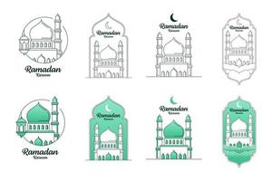 coleção de design de estilo de arte de linha ou linha de ilustração vetorial ramadan kareem vetor