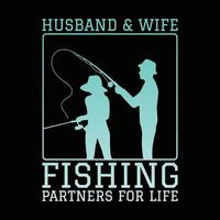 marido e mulher design de camiseta de parceiro de pesca vetor