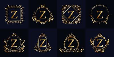 coleção de conjunto de logotipo z inicial do quadro de ornamento de luxo. vetor