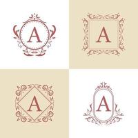 quadro de ornamento de luxo inicial de uma coleção de conjunto de logotipo. design de modelo de logotipo minimalista, criativo, simples, elegante e moderno. vetor