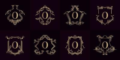 coleção de logotipo inicial o com ornamento de luxo ou moldura de flores vetor