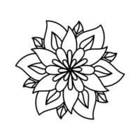 forma de mandala simples para colorir a página do livro. flor de doodle contorno isolada no fundo branco. vetor