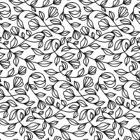 padrão sem emenda de vetor floral preto e branco