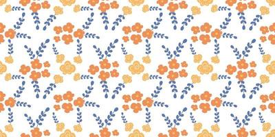 uma coleção de padrões florais sem costura, estilo doodle de fundo branco vetor