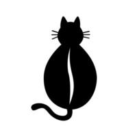 grande gato preto e design de vetor de logotipo de café de feijão