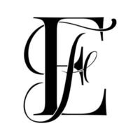 ef, fe, logotipo do monograma. ícone de assinatura caligráfica. monograma do logotipo do casamento. símbolo de monograma moderno. logotipo de casais para casamento vetor