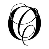 oc, co, logotipo do monograma. ícone de assinatura caligráfica. monograma do logotipo do casamento. símbolo de monograma moderno. logotipo de casais para casamento vetor