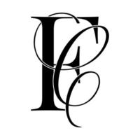 fc, cf, logotipo do monograma. ícone de assinatura caligráfica. monograma do logotipo do casamento. símbolo de monograma moderno. logotipo de casais para casamento vetor