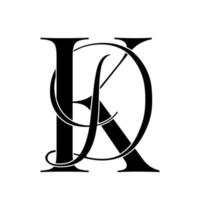 kd, dk, logotipo do monograma. ícone de assinatura caligráfica. monograma do logotipo do casamento. símbolo de monograma moderno. logotipo de casais para casamento vetor