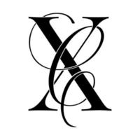 xc, cx, logotipo do monograma. ícone de assinatura caligráfica. monograma do logotipo do casamento. símbolo de monograma moderno. logotipo de casais para casamento vetor